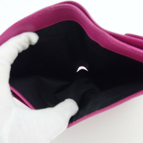 LOEWE W hook purse anagram button pink leather Authentic used - Picture 6 of 9